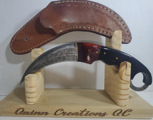 Damascus Double Blade Karambit with Ebony Handle